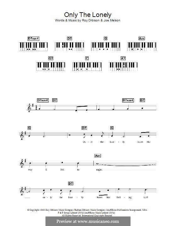 Only the Lonely (Know the Way I Feel): For keyboard by Joe Melson