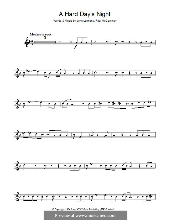 A Hard Day's Night (The Beatles): For flute by John Lennon, Paul McCartney