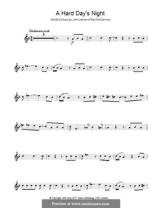 A Hard Day's Night (The Beatles): For violin by John Lennon, Paul McCartney