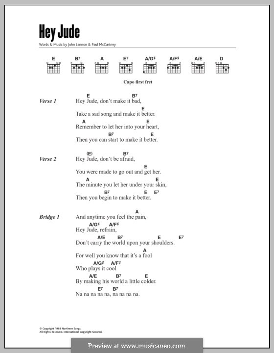 Vocal version: Lyrics and chords by John Lennon, Paul McCartney