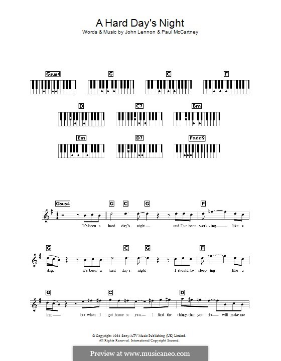 A Hard Day's Night (The Beatles): For keyboard by John Lennon, Paul McCartney