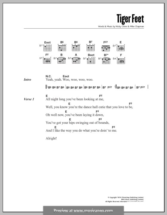 Tiger Feet (Mud): Lyrics and chords by Mike Chapman, Nicky Chinn