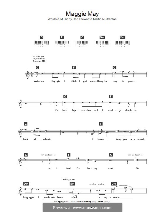 Maggie May: For keyboard by Martin Quittenton, Rod Stewart