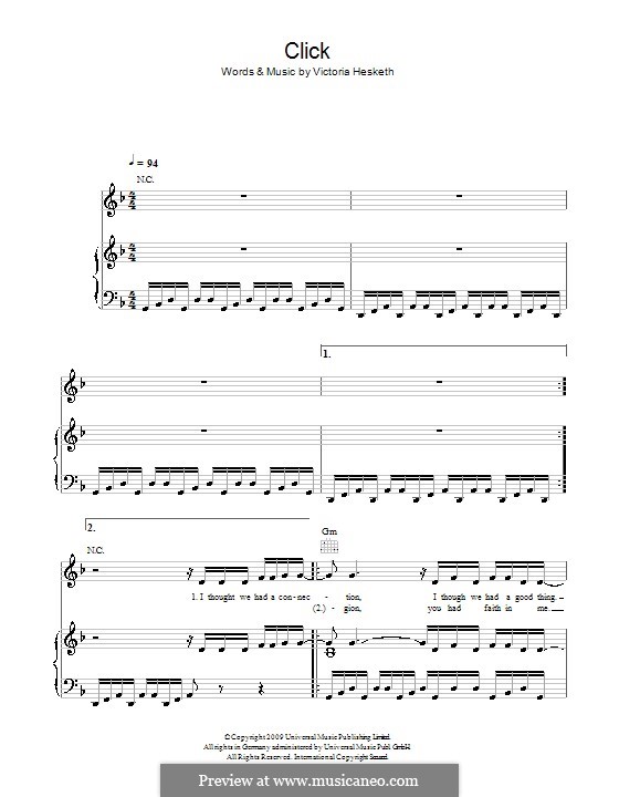 Click (Little Boots): For voice and piano (or guitar) by Victoria Hesketh