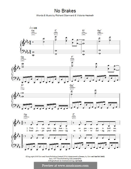 No Brakes (Little Boots): For voice and piano (or guitar) by Richard Stannard, Victoria Hesketh