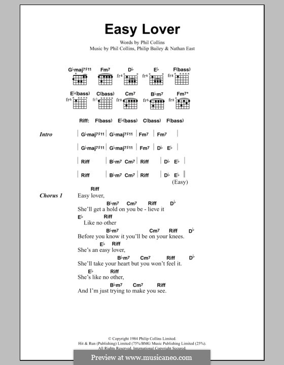 Easy Lover: Lyrics and chords by Nathan East, Phil Collins, Philip Bailey