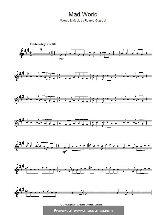 Mad World (Gary Jules & Michael Andrews): For clarinet by Roland Orzabal