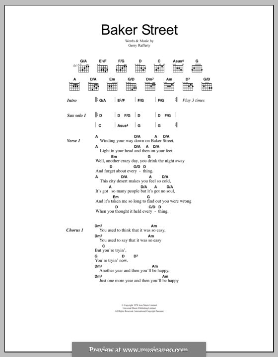 Baker Street: Lyrics and chords by Gerry Rafferty