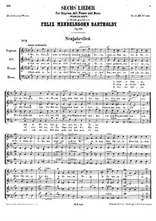 Six Songs, Op.88: Complete set by Felix Mendelssohn-Bartholdy
