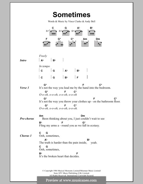 Sometimes (Erasure): Lyrics and chords by Andy Bell, Vince Clarke