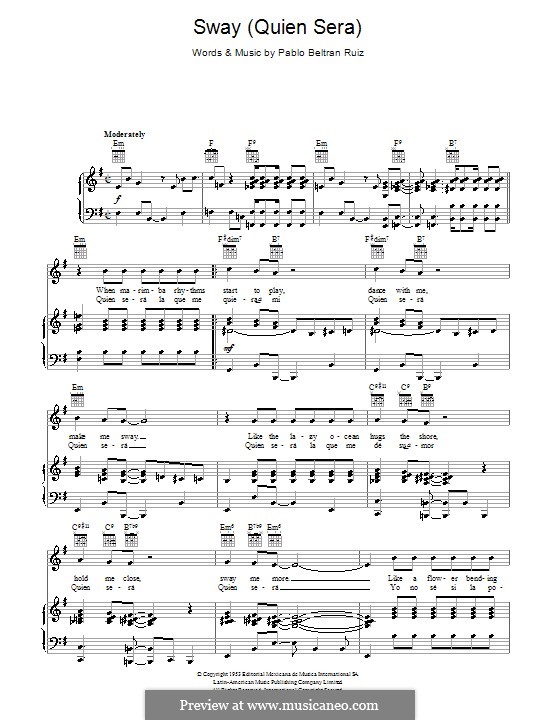 Sway (Quien Sera): For voice and piano (or guitar) by Pablo Beltran Ruiz