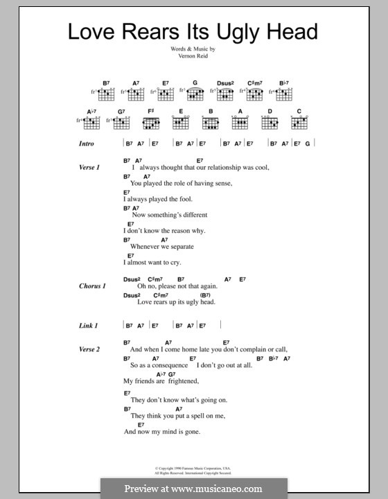 Love Rears Its Ugly Head (Living Colour): Lyrics and chords by Vernon Reid