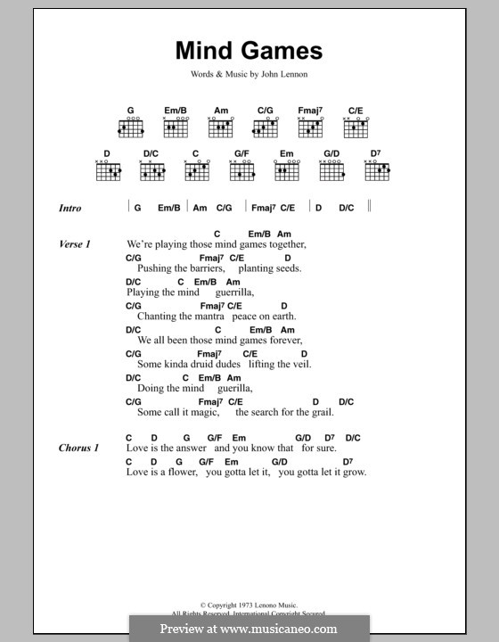 Mind Games: Lyrics and chords by John Lennon