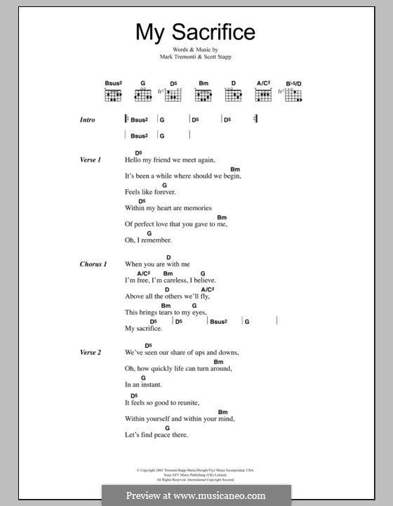 My Sacrifice (arr. COPYDRUM) Sheet Music | Creed | Drums