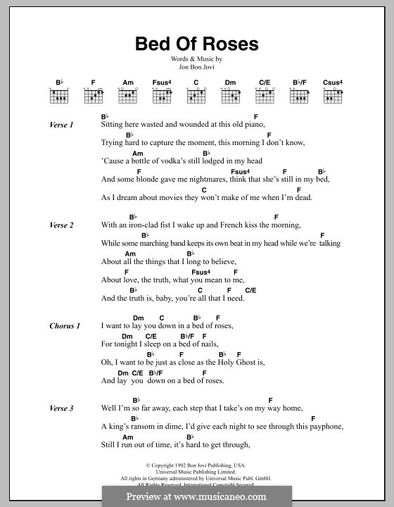 Bed of Roses (Bon Jovi): Lyrics and chords by Jon Bon Jovi