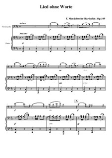 Song without Words for Cello and Piano, Op.109: Score, part by Felix Mendelssohn-Bartholdy