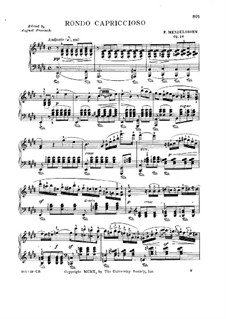 Rondo Capriccioso, Op.14: For piano (with fingering) by Felix Mendelssohn-Bartholdy