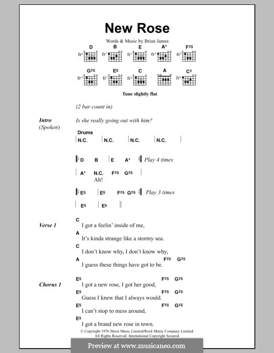 New Rose (The Damned): Lyrics and chords by Brian James