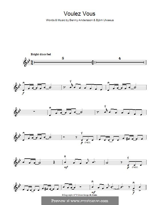Voulez Vous (ABBA): For violin by Benny Andersson, Björn Ulvaeus