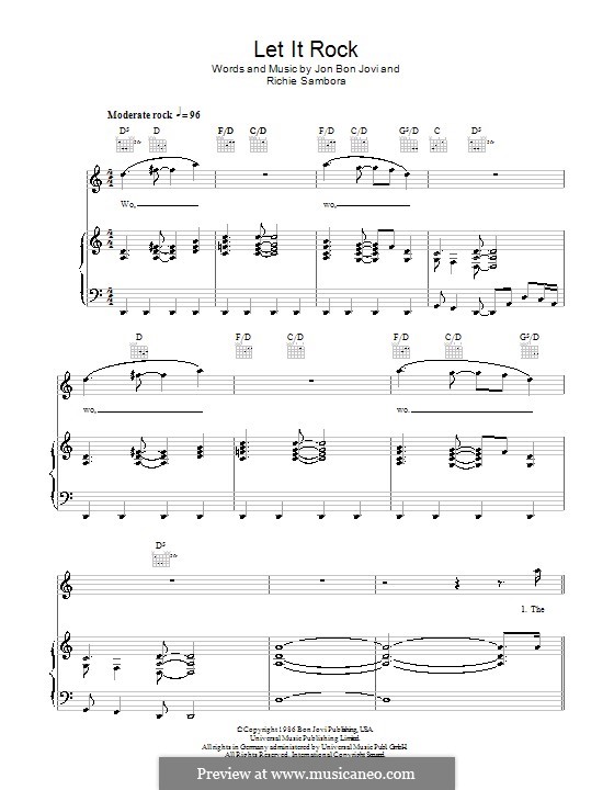 Let It Rock (Bon Jovi): For voice and piano (or guitar) by Jon Bon Jovi, Richie Sambora