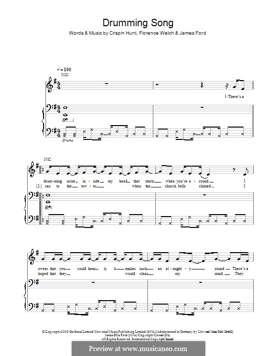 Drumming Song (Florence and The Machine): For voice and piano (or guitar) by James S. Ford, Crispin Hunt, Florence Welch