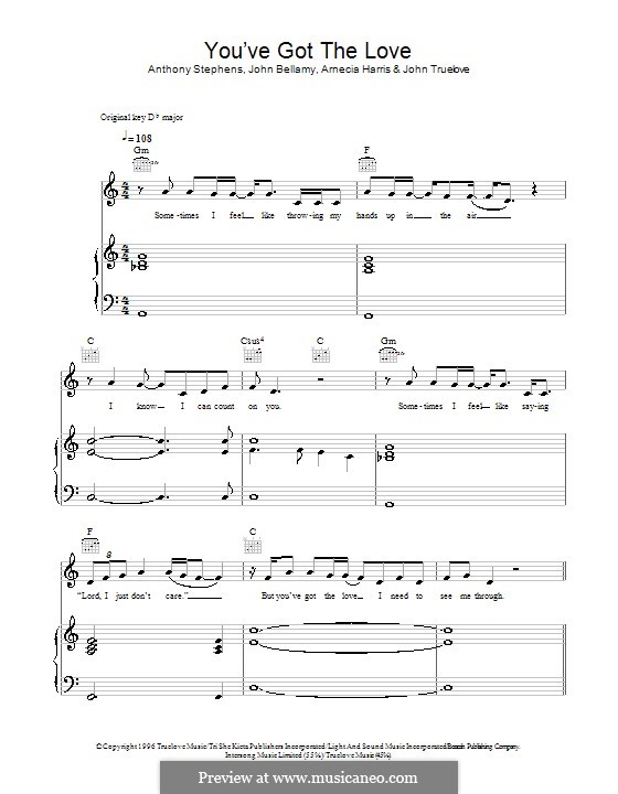 You Got the Love (Florence and The Machine): For voice and piano (or guitar) by Anthony Stephens, Arnecia Harris, John Bellamy, John Truelove