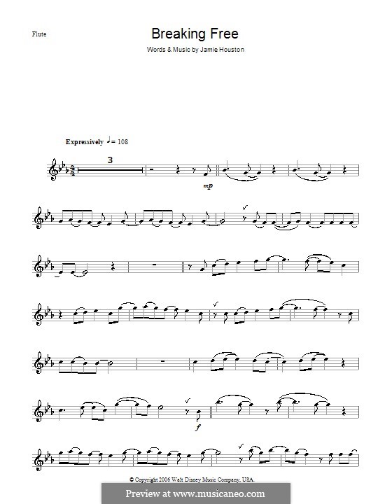 Breaking Free (from High School Musical): For flute by Jamie Houston