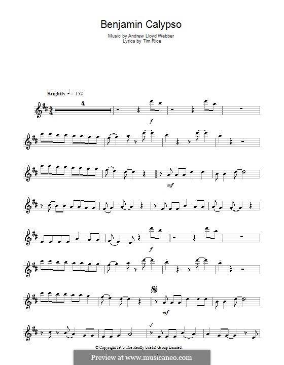 Benjamin Calypso: For alto saxophone by Andrew Lloyd Webber