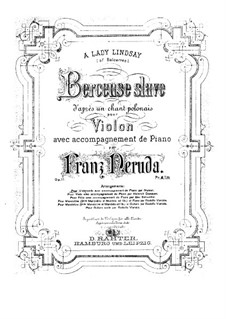 Berceuse slave, Op.11: Score for two performers, solo part by Franz Neruda