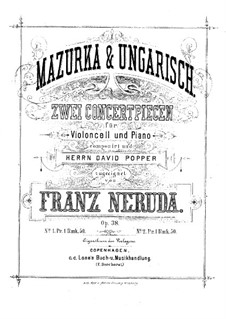 Two Concert Pieces for Cello and Piano, Op.38: Two Concert Pieces for Cello and Piano by Franz Neruda