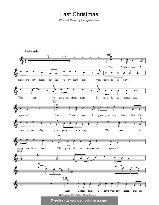 Last Christmas (Wham!) by G. Michael - sheet music on MusicaNeo