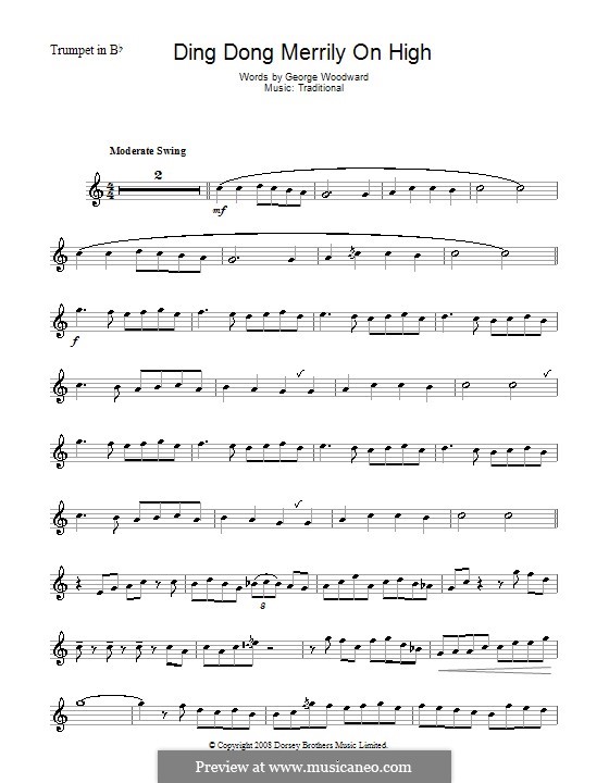 Ding Dong! Merrily on High (Printable Scores): For trumpet by folklore