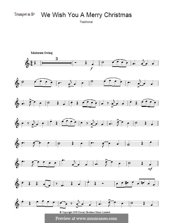 We Wish You a Merry Christmas (Printable Scores): For trumpet by folklore
