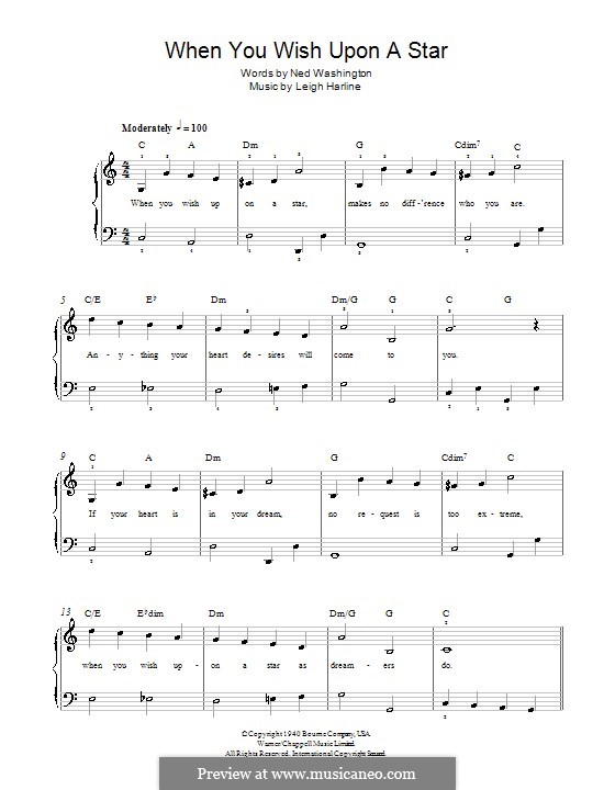 When You Wish Upon a Star (from Disney's Pinocchio): For easy piano by Leigh Harline