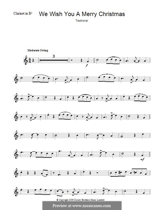 We Wish You a Merry Christmas (Printable Scores): For clarinet by folklore