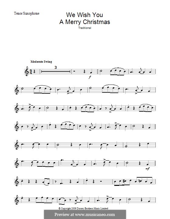 We Wish You a Merry Christmas (Printable Scores): For tenor saxophone by folklore