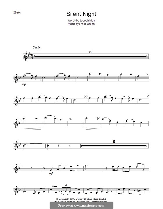 Solo instrument version (various): For flute by Franz Xaver Gruber