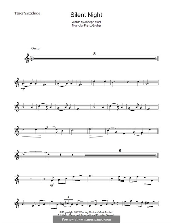 Solo instrument version (various): For tenor saxophone by Franz Xaver Gruber