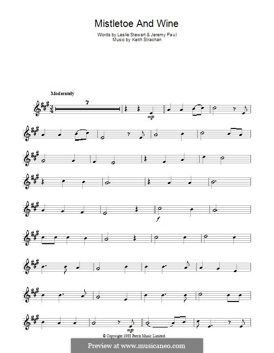 Mistletoe and Wine (Cliff Richard): For alto saxophone by Keith Strachan