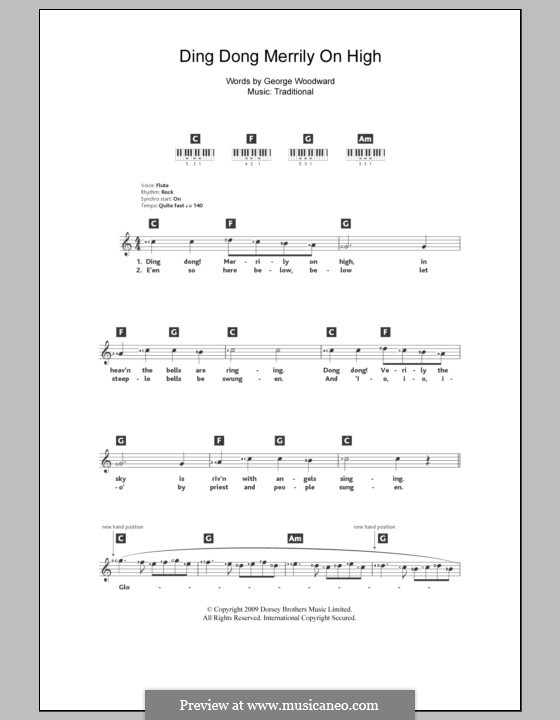 Ding Dong! Merrily on High (Printable Scores): For keyboard by folklore