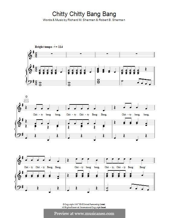 Chitty Chitty Bang Bang: For voice and piano (or guitar) by Richard M. Sherman, Robert B. Sherman