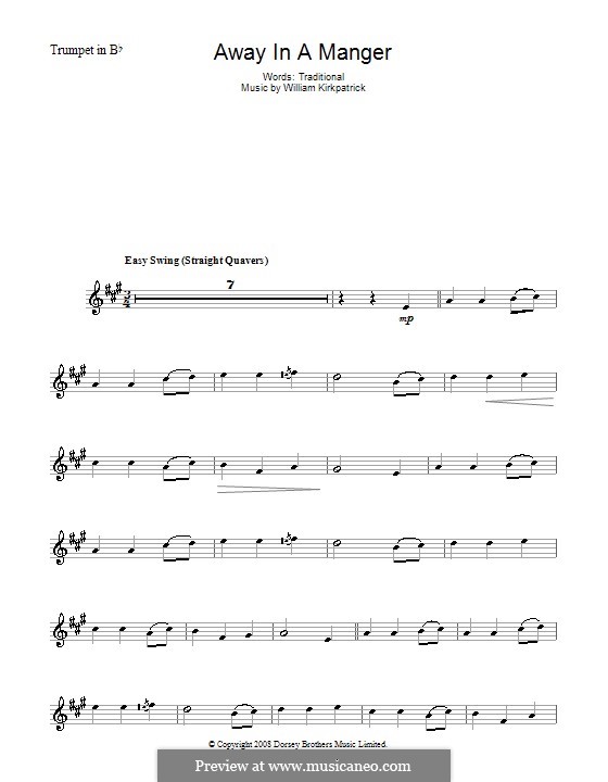 Away in a Manger: For trumpet by William (James) Kirkpatrick