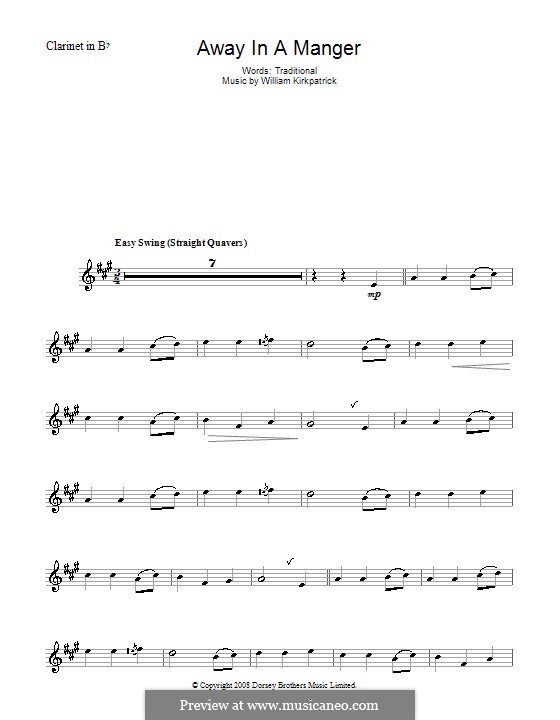 Away in a Manger: For clarinet by William (James) Kirkpatrick