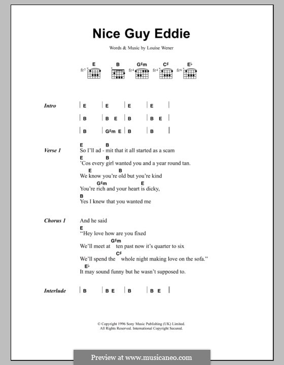 Nice Guy Eddie (Sleeper): Lyrics and chords by Louise Wener