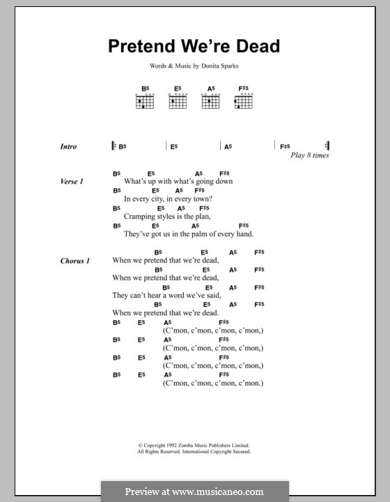 Pretend We're Dead (L7): Lyrics and chords by Donita Sparks