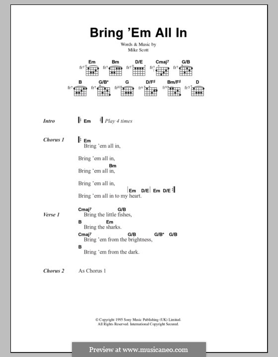 Bring 'Em All in: Lyrics and chords by Mike Scott
