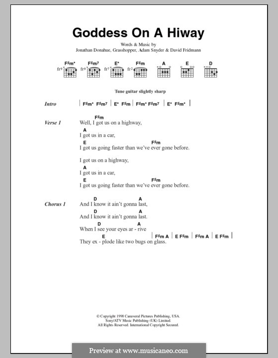 Goddess on a Hiway (Mercury Rev): Lyrics and chords by Adam Snyder, Grasshopper, David Friedman, Jonathan Donahue