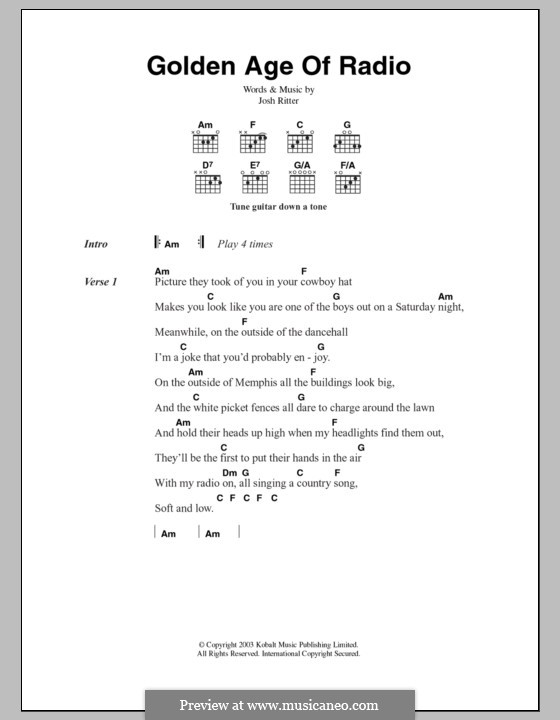 Golden Age of Radio: Lyrics and chords by Josh Ritter