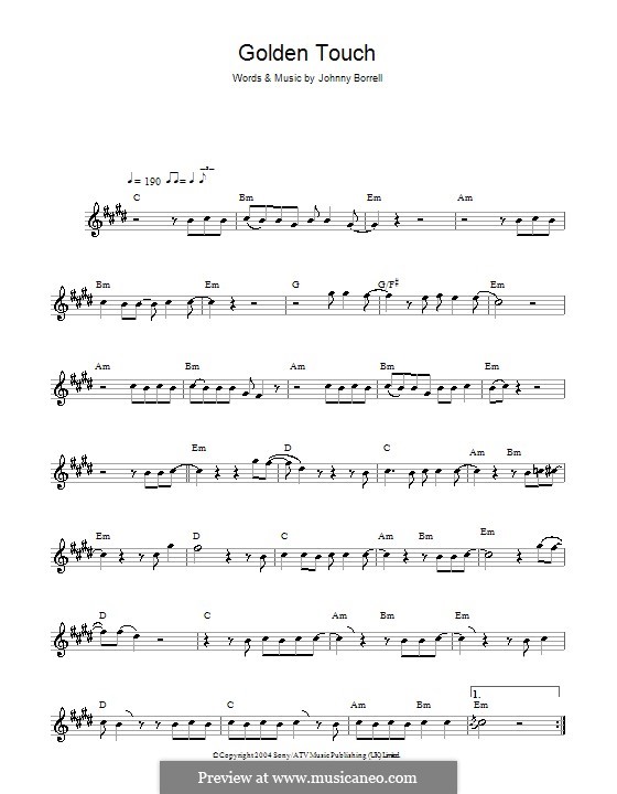 Golden Touch (Razorlight): For saxophone by Johnny Borrell