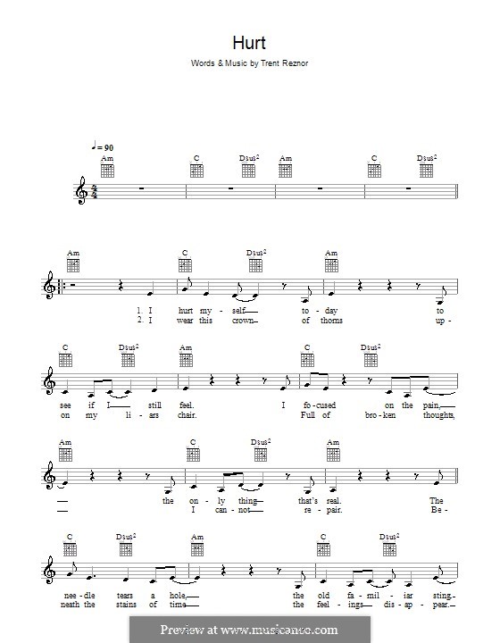 Hurt (Nine Inch Nails) by T. Reznor - sheet music on MusicaNeo Hurt (Nine Inch Nails) by T. Reznor - sheet music on MusicaNeo